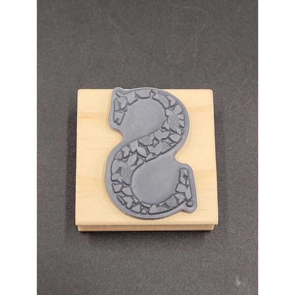 Rubber Stamp Capital S Floral 2x2 Paper Craft Scrapbook Monogram Initial - Picture 4 of 4